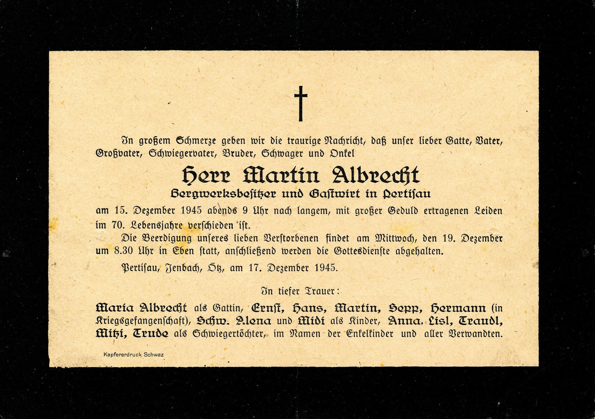 Todesanzeige Martin Albrecht sen.